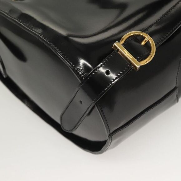 Salvatore Ferragamo Gancini Patent Leather Black Patent_Leather Backpack Bag main image 4